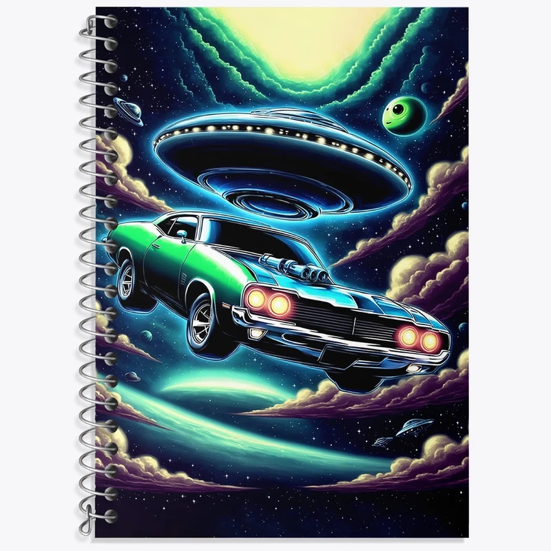 دفتر زبان 50 برگ خندالو مدل سه خط طرح ماشین و سفینه فضایی کد F3002