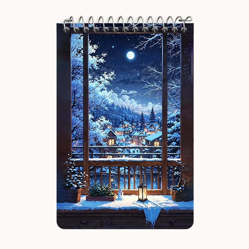 دفتر یادداشت 50 برگ خندالو طرح منظره برفی کد F8908