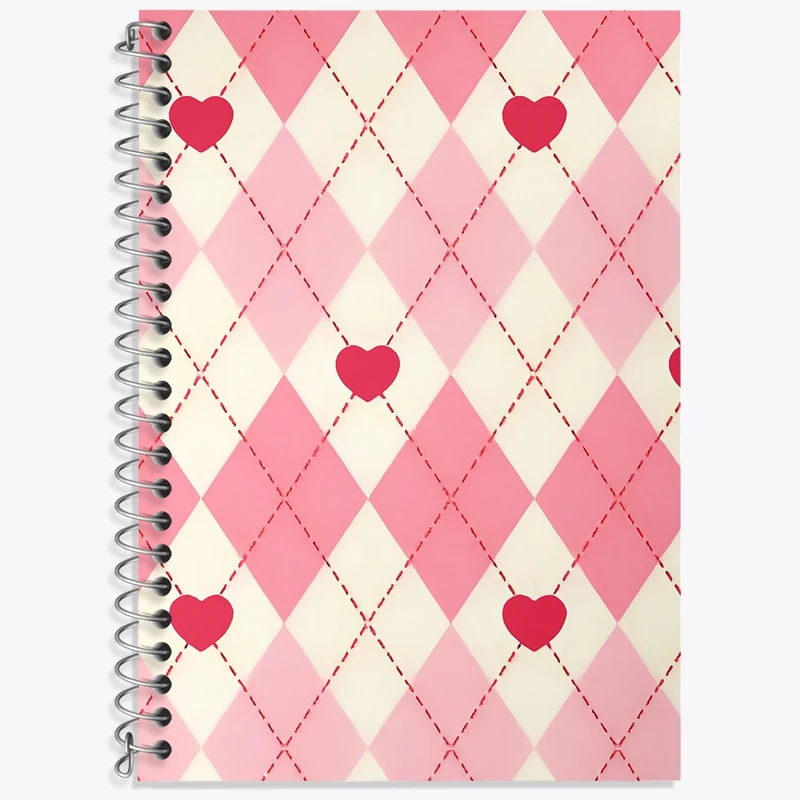 دفتر زبان 50 برگ خندالو مدل سه خط طرح لوزی و قلب کد N6668