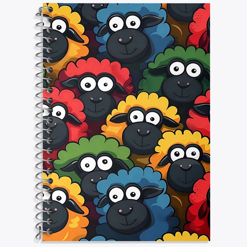 دفتر زبان دوخط 50 برگ خندالو طرح گوسفند های کیوت رنگی کد F4255