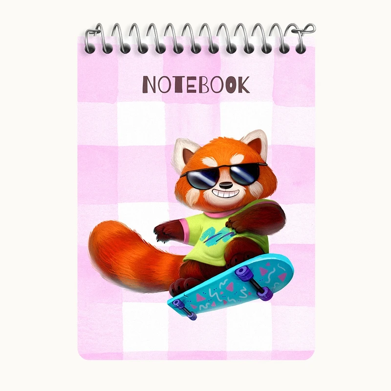 دفتر یادداشت 50 برگ خندالو طرح راکون اسکیت سوار کد N6537