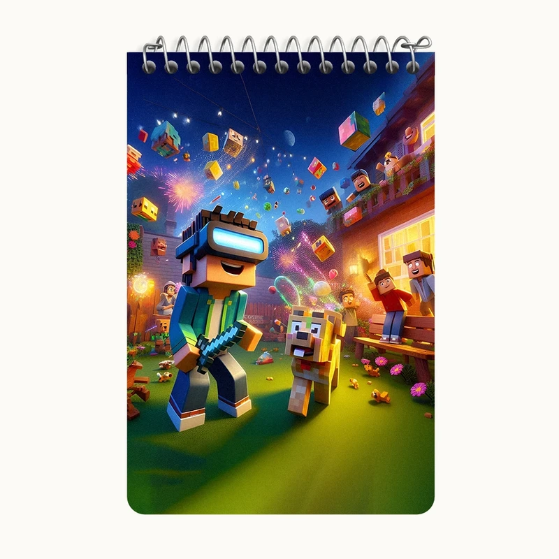 دفتر یادداشت 50 برگ خندالو طرح ماینکرافت (Minecraft) کد F3545