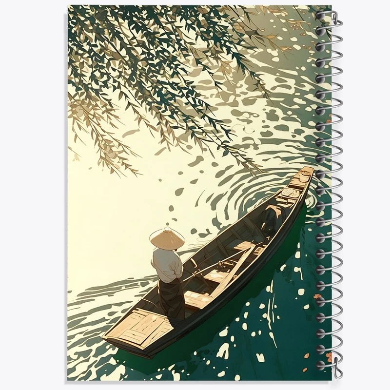 دفتر شطرنجی 50 برگ خندالو طرح قایقران و برکه کد F10972