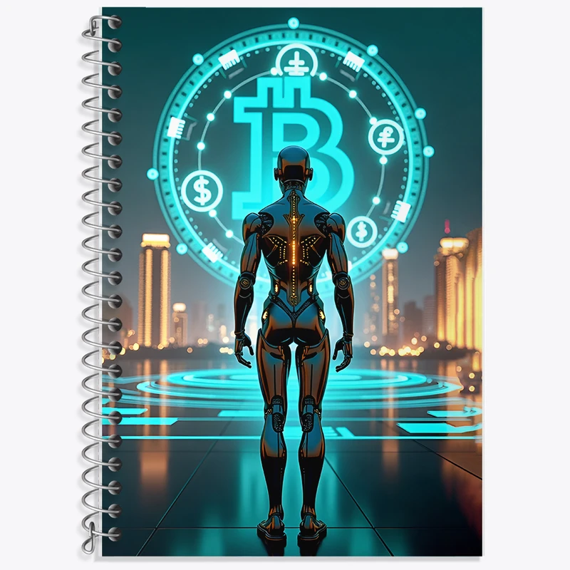 دفتر زبان دوخط 50 برگ خندالو طرح بیت کوین (Bitcoin) کد F10611