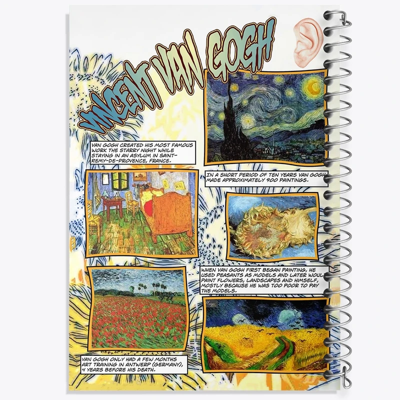 دفتر شطرنجی 50 برگ خندالو طرح نقاشی های ونسان ونگوگ (Van Gogh) کد N9371