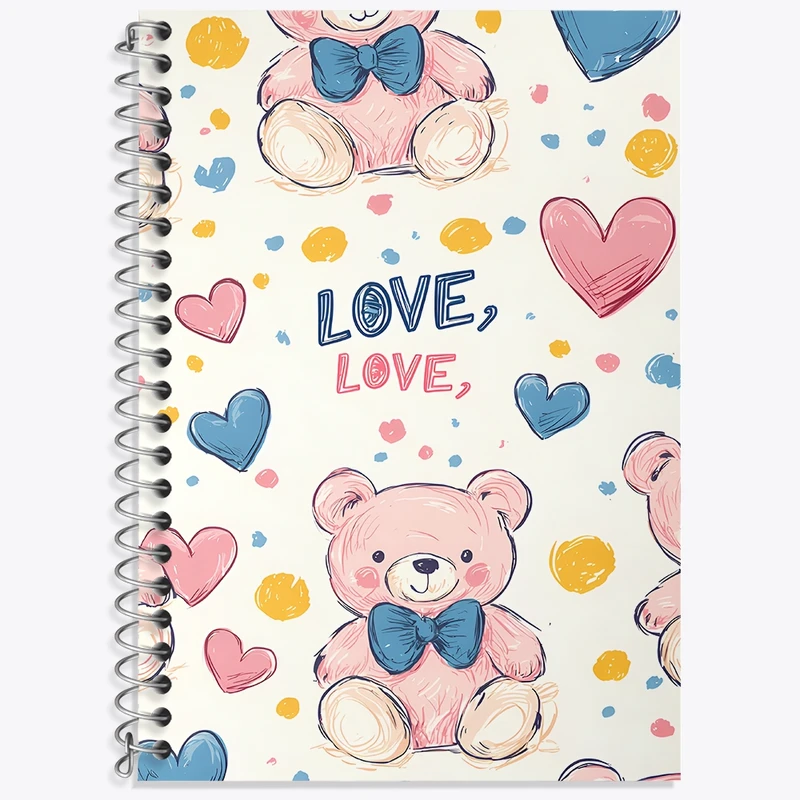 دفتر زبان 50 برگ خندالو مدل سه خط طرح پترن خرسی کد N6916