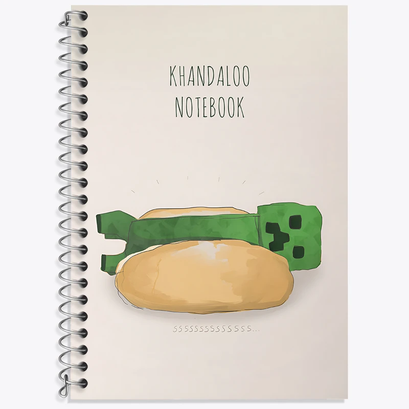 دفتر زبان 50 برگ خندالو مدل دو خط طرح بازی ماینکرافت (Minecraft) کد N8730