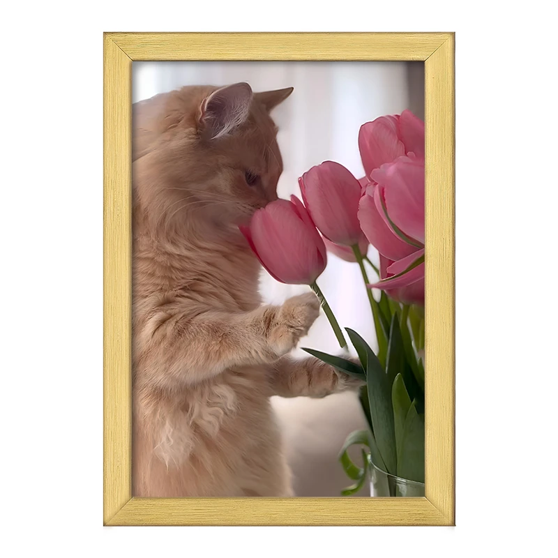 تابلو خندالو طرح گربه و گل کد F10608