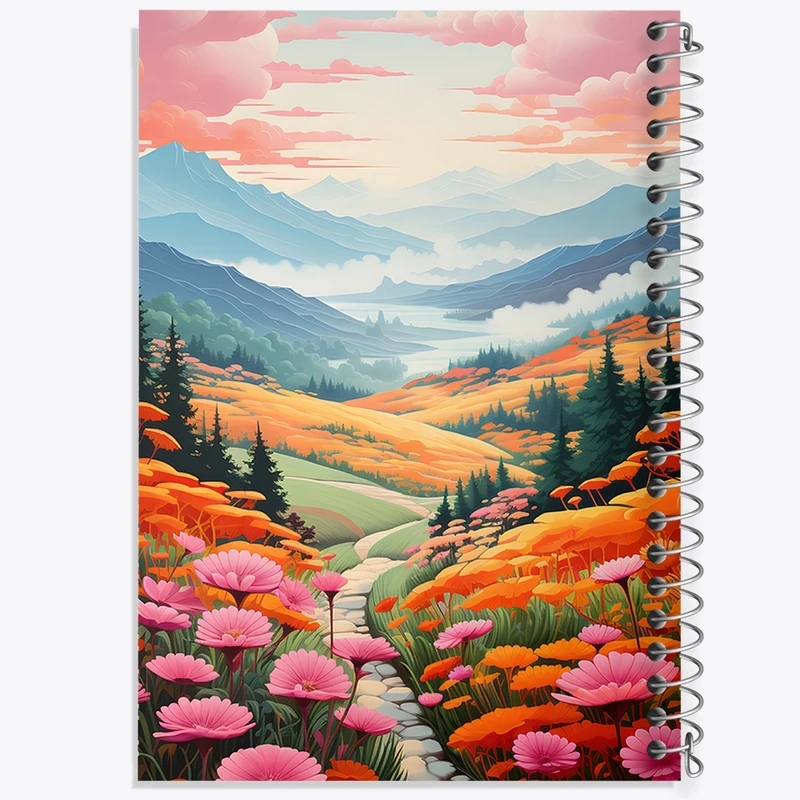 دفتر طراحی 50 برگ خندالو طرح منظره بهاری کد F648