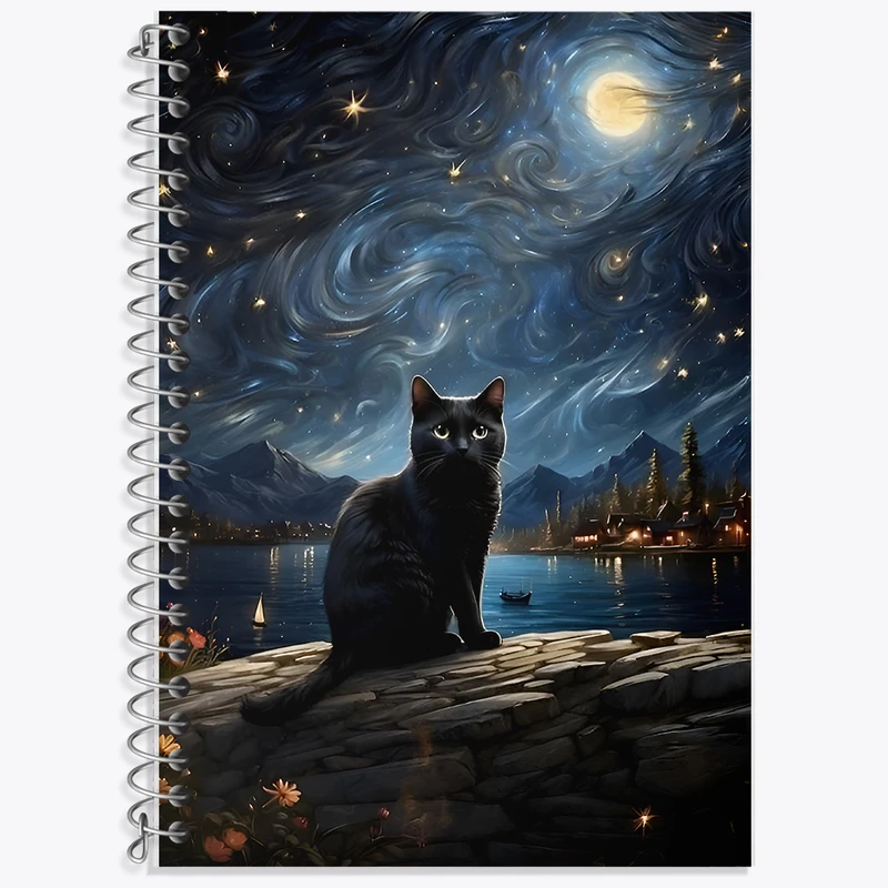 دفتر زبان 50 برگ خندالو مدل دو خط طرح گربه سیاه کد F11550