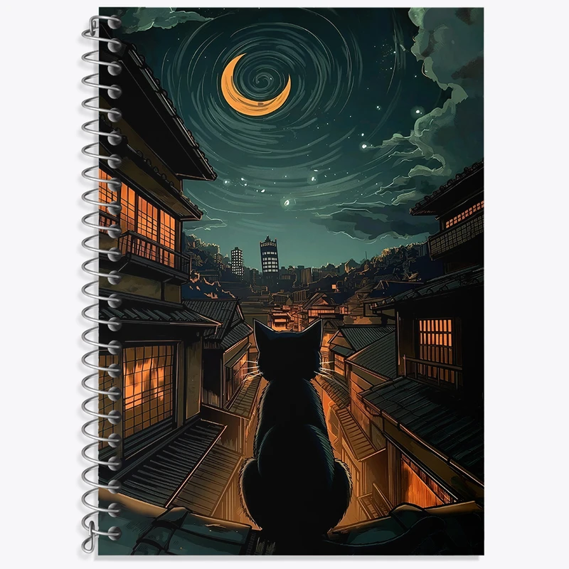 دفتر نت موسیقی 50 برگ خندالو طرح گربه و شهر کد F4544