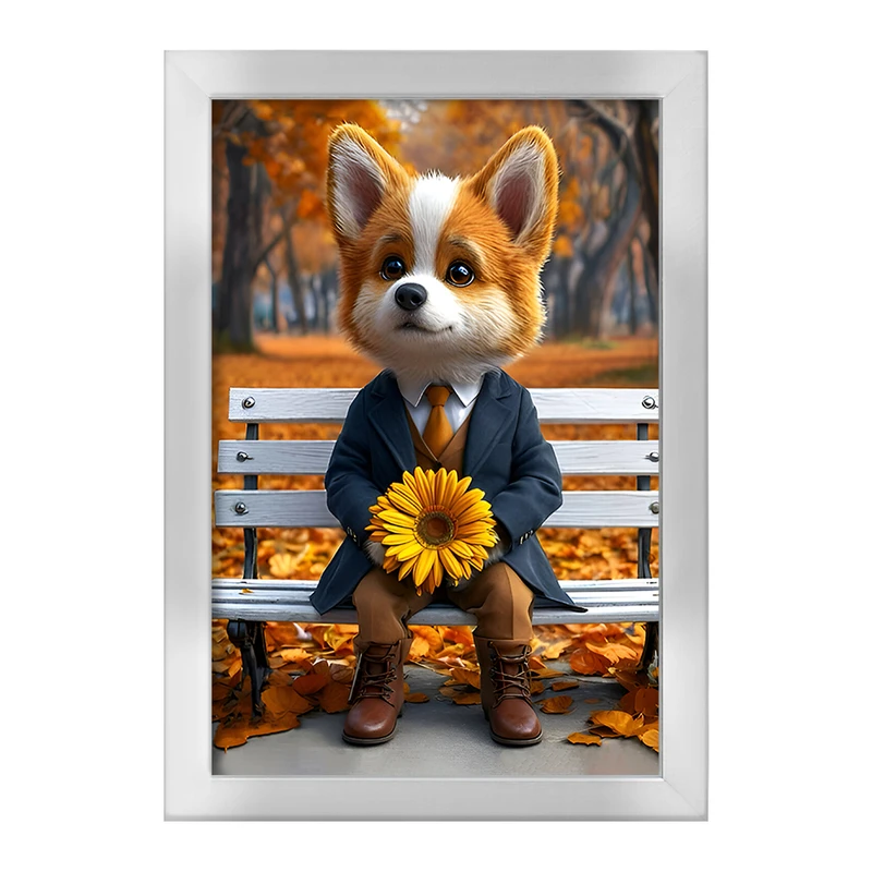 تابلو خندالو طرح سگ و پاییز کد F7221