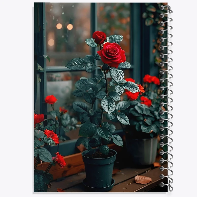 دفتر ژورنال نویسی 50 برگ خندالو مدل نقطه ای طرح گلدان گل رز کد F12685