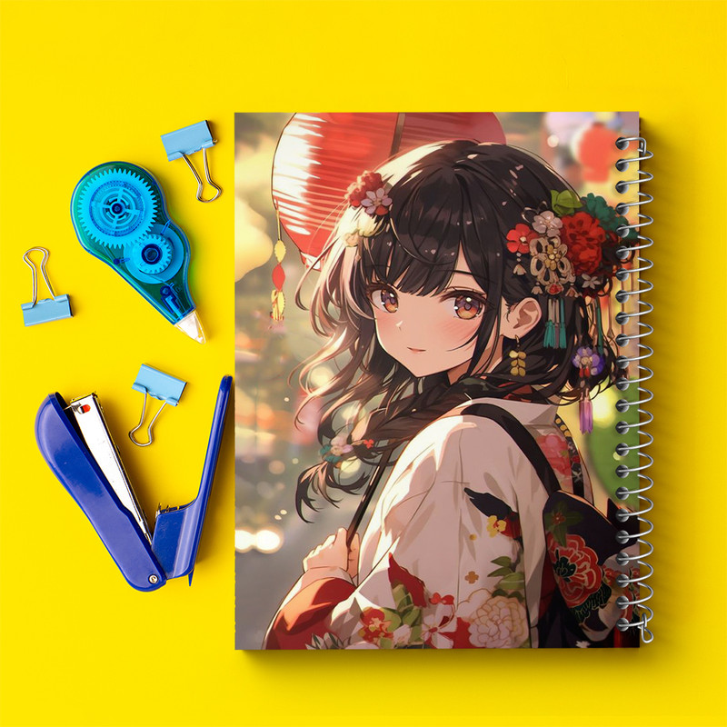 دفتر مشق 50 برگ خندالو طرح دختر انیمه ای کد F2968