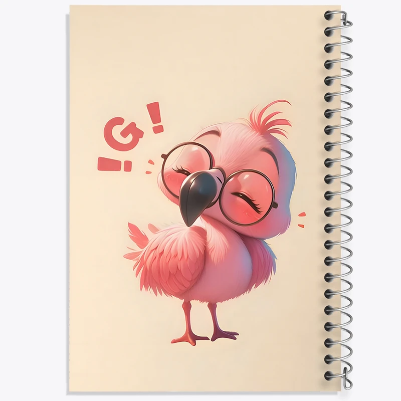 دفتر شطرنجی 50 برگ خندالو طرح فلامینگو بامزه کد N6500