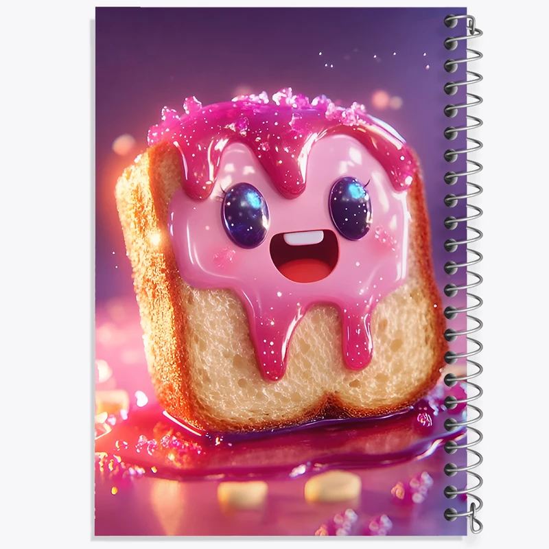 دفتر مشق 100 برگ خندالو طرح نان تست مربایی کیوت کد F11505