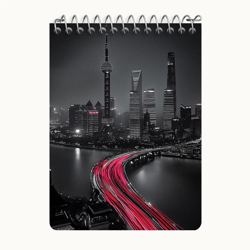 دفتر یادداشت 50 برگ خندالو طرح آسمان شب های شانگهای کد N7711