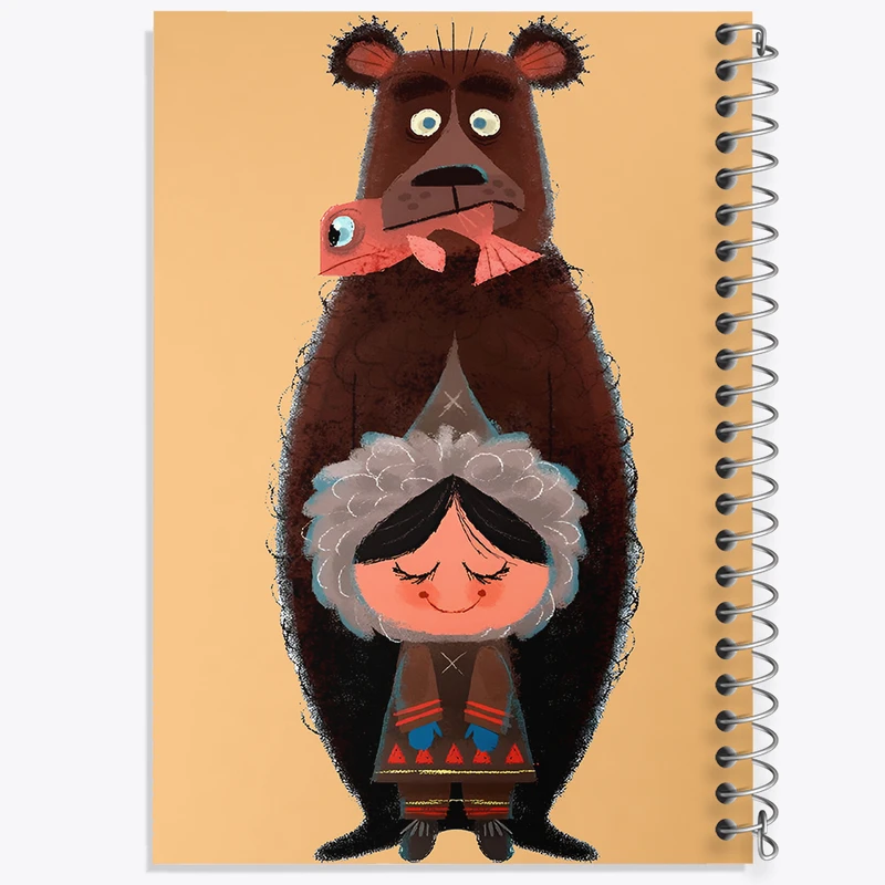 دفتر نقاشی 50 برگ خندالو طرح خرس و دختر سرخپوست کد F10014