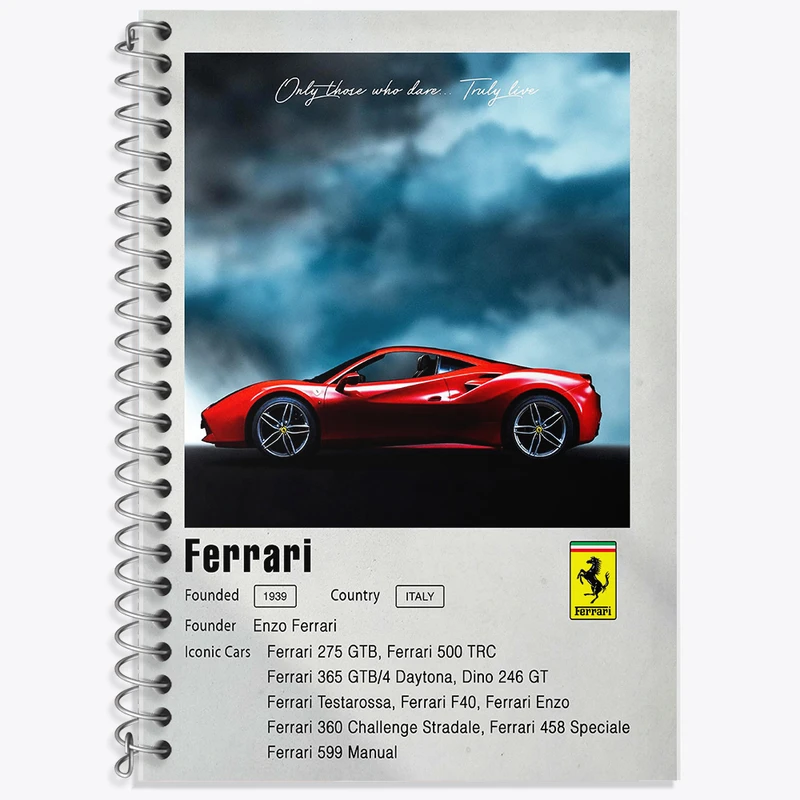 دفتر زبان 50 برگ خندالو مدل دو خط طرح ماشین فراری (Ferrari) کد F11951