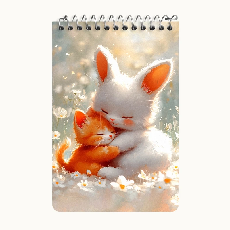 دفتر یادداشت 50 برگ خندالو طرح خرگوش و گربه کد F5343