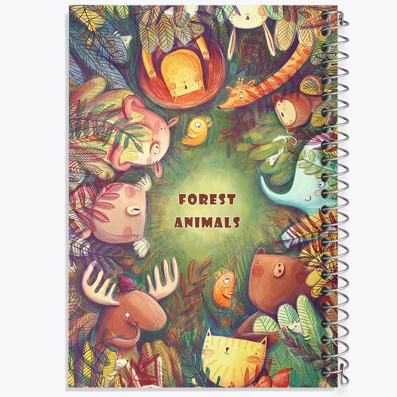 دفتر ژورنال نویسی 50 برگ خندالو مدل نقطه ای طرح جنگل حیوانات کد F10979