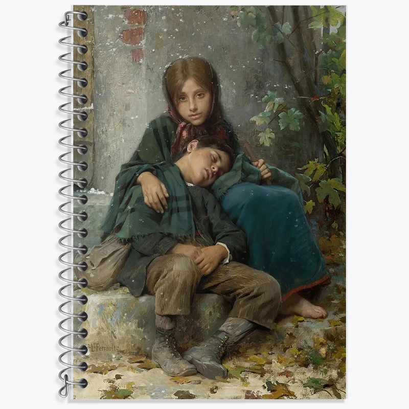 دفتر زبان 50 برگ خندالو مدل سه خط طرح نقاشی بیرون در سرما اثر لئون ژان باسیل پررو کد F12371