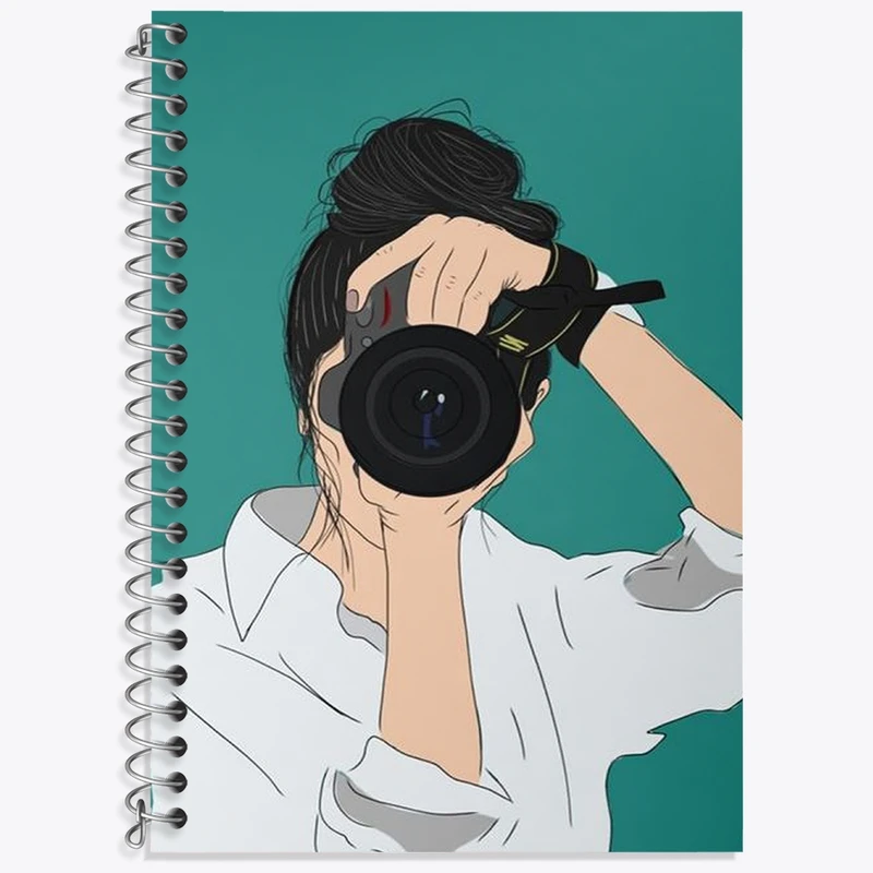 دفتر زبان 50 برگ خندالو مدل سه خط طرح دختر عکاس کد F3154