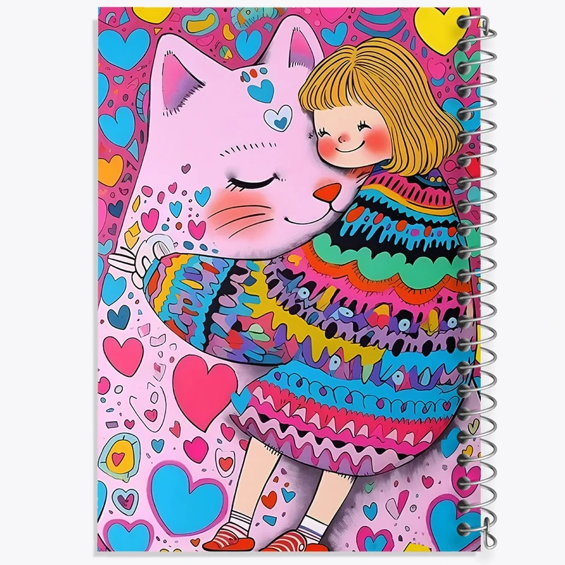 دفتر طراحی 50 برگ خندالو طرح دختر و گربه ی بامزه کد N5798