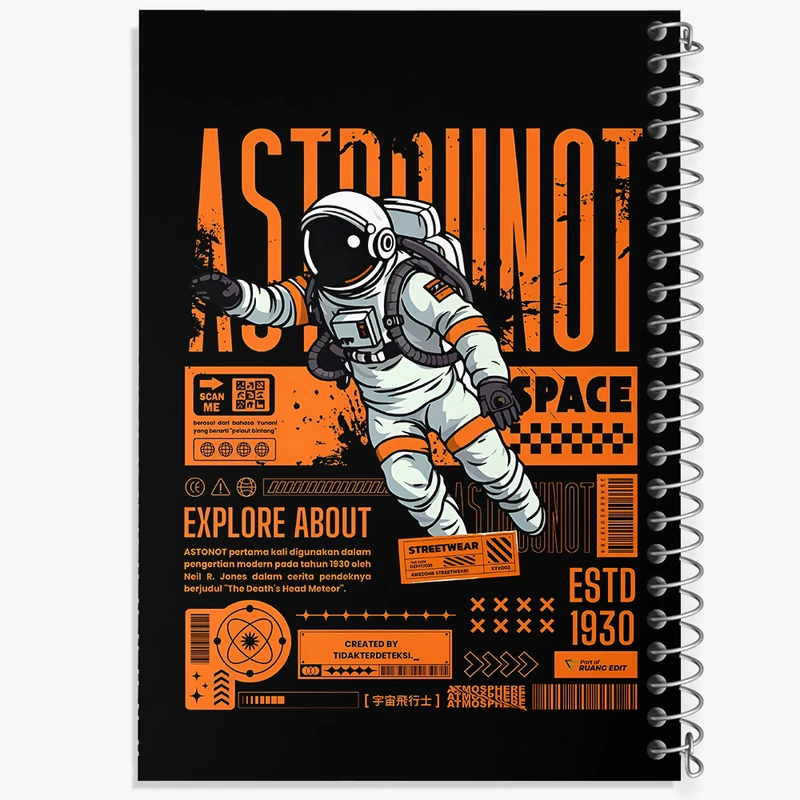 دفتر مشق 100 برگ خندالو طرح فضانورد کد F11058