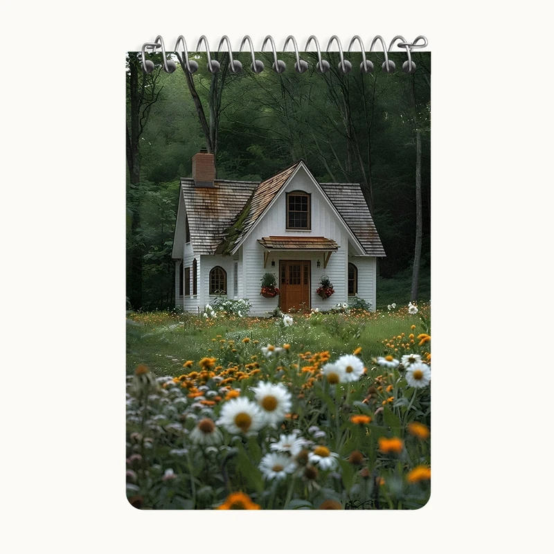 دفتر یادداشت 50 برگ خندالو طرح کلبه جنگلی کد F10445