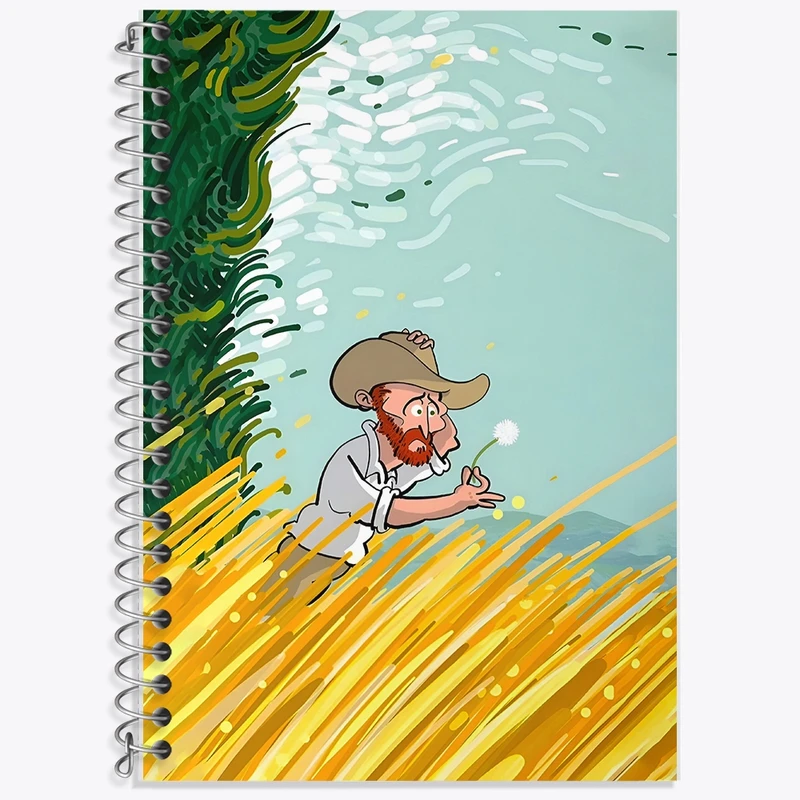 دفتر زبان 50 برگ خندالو مدل سه خط طرح ونسان ونگوگ کد F8803