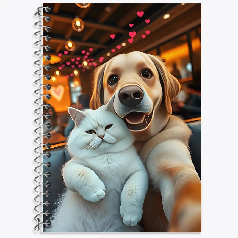 دفتر زبان 50 برگ خندالو مدل سه خط طرح سگ و گربه کد F11666