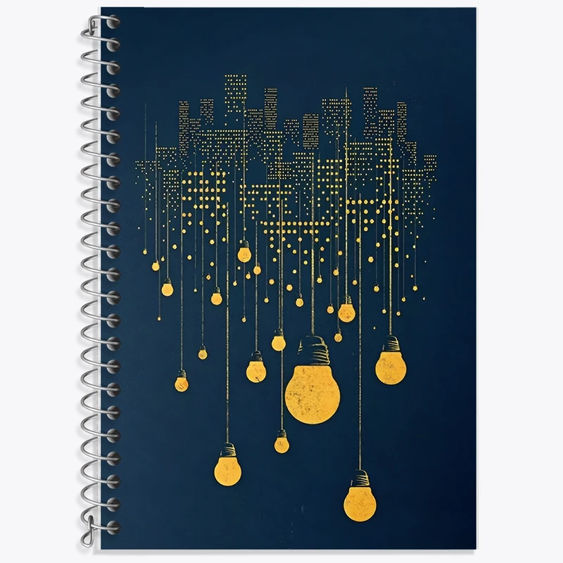 دفتر زبان 50 برگ خندالو مدل سه خط طرح شهر و چراغ ها کد F8831