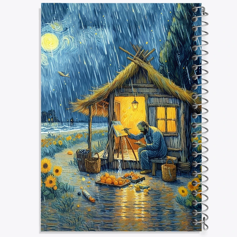 دفتر مشق 50 برگ خندالو طرح ونسان ونگوگ کد F8780