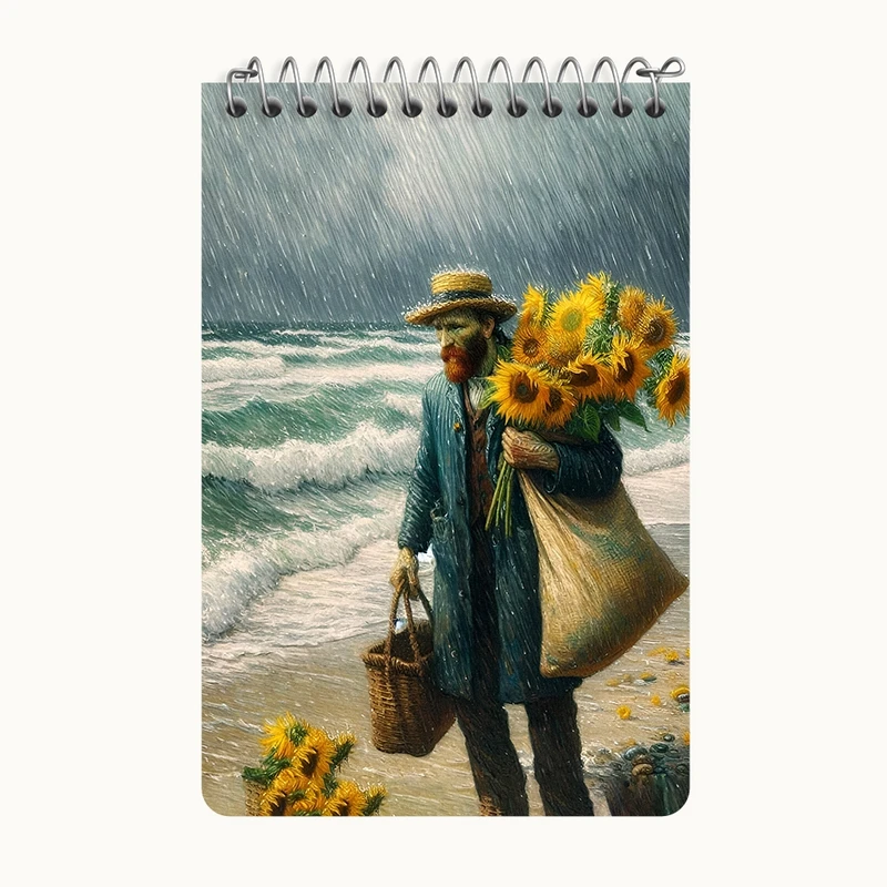 دفتر یادداشت 50 برگ خندالو طرح ونسان ونگوگ کد F8777