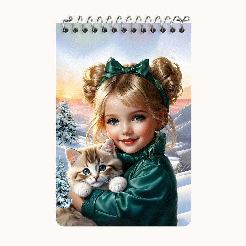 دفتر یادداشت 50 برگ خندالو طرح دختر و گربه کیوت کد F6764