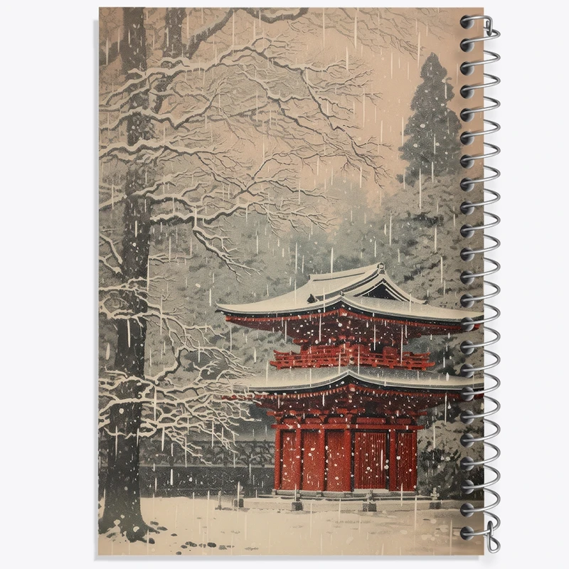 دفتر طراحی 50 برگ خندالو طرح خانه ی ژاپنی برفی کد F3572