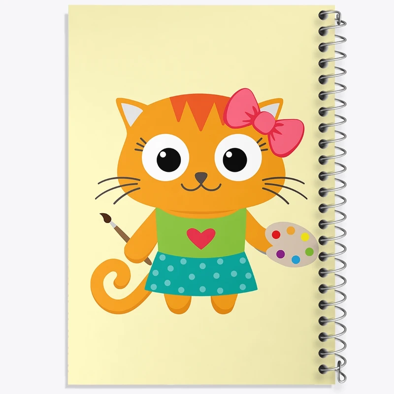 دفتر طراحی 50 برگ خندالو طرح گربه نقاش کد N1052