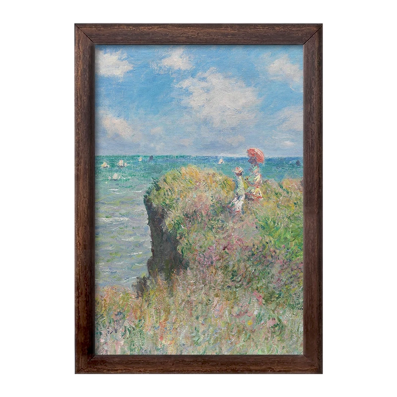 تابلو خندالو طرح گردش بر روی صخره‌های پورویل کلود مونه کد 36844