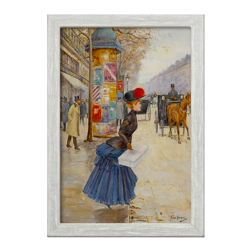 تابلو خندالو طرح نقاشی عبور زن جوان از بلوار اثر ژان برو کد F12348