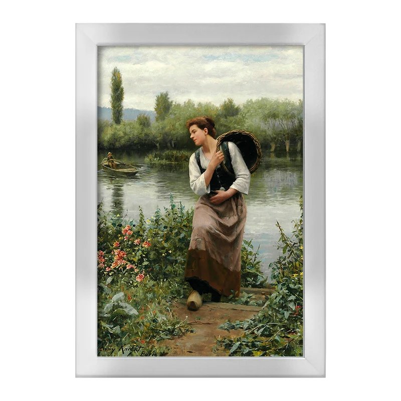 تابلو خندالو طرح نقاشی یک زن با یک سبد اثر دانیل ریدوی نایت کد F12455