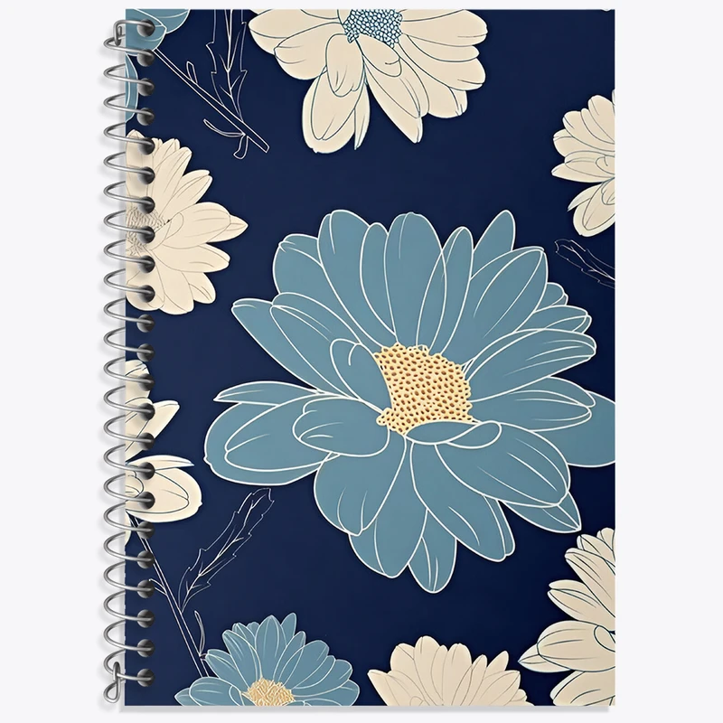 دفتر زبان 50 برگ خندالو مدل دو خط طرح پترن گل گلی کد N6070