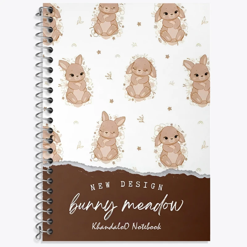 دفتر زبان 50 برگ خندالو مدل سه خط طرح پترن خرگوش بامزه کد N9494