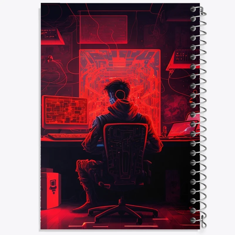 دفتر طراحی 50 برگ خندالو طرح هکر (Hacker) کد F1662