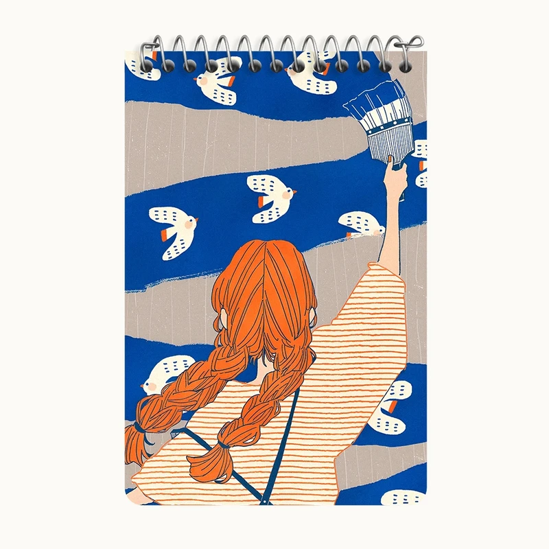 دفتر یادداشت 50 برگ خندالو طرح دختر نقاش کد F7373