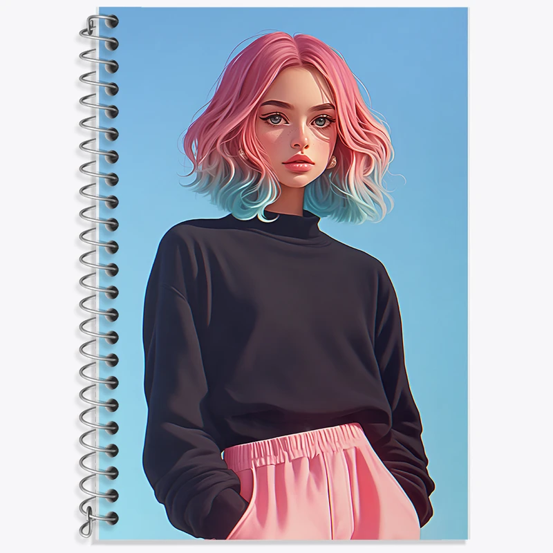 دفتر زبان 50 برگ خندالو مدل دو خط طرح دخترانه کد N7404