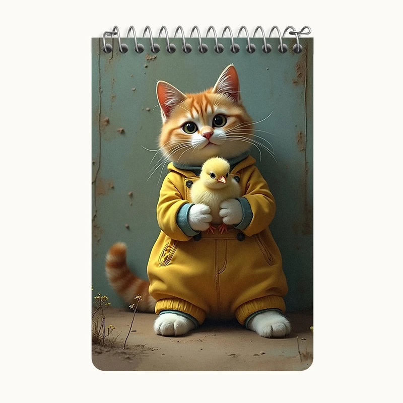 دفتر یادداشت 50 برگ خندالو طرح گربه و جوجه بامزه کد F5401