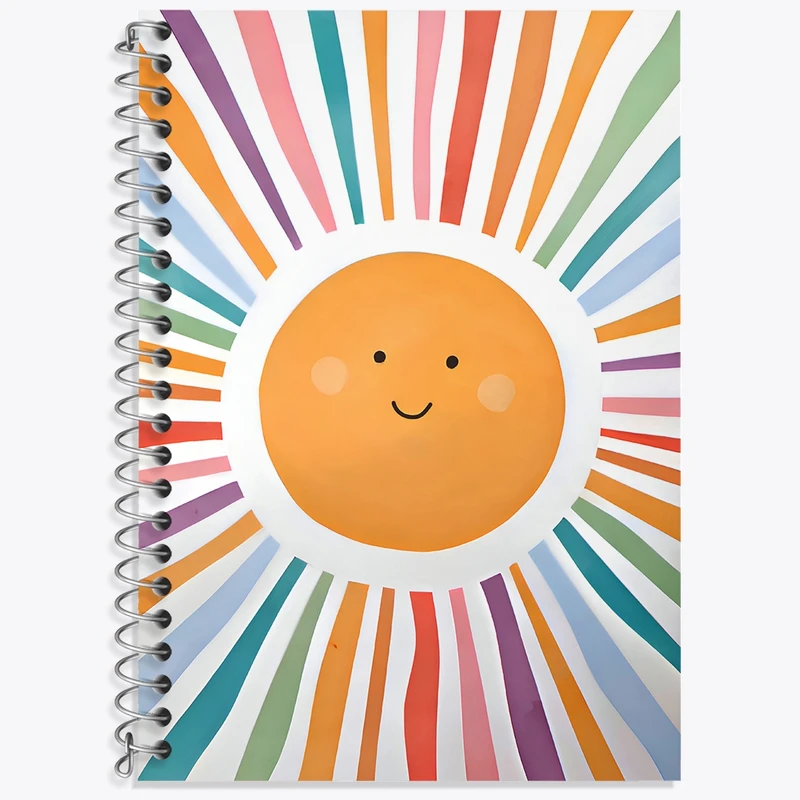 دفتر زبان 50 برگ خندالو مدل سه خط طرح خورشید کیوت کد N6672