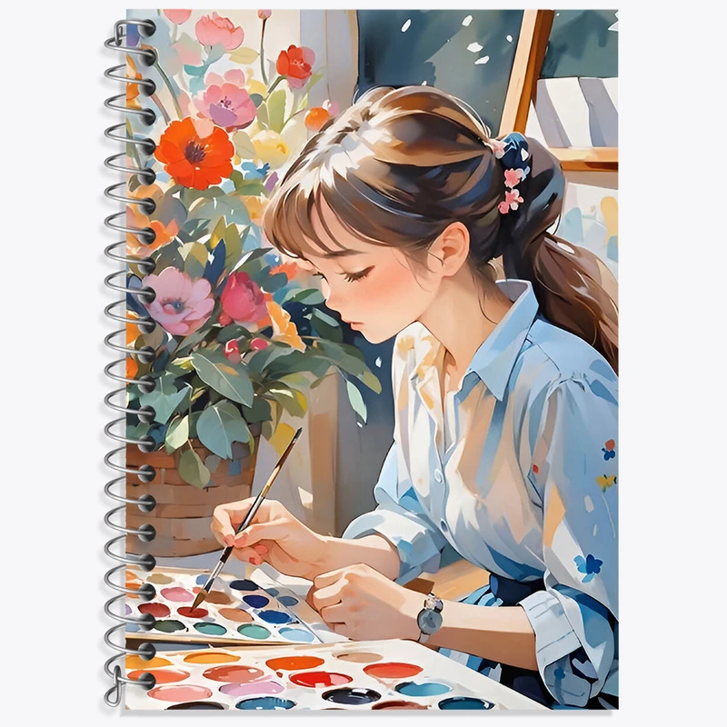 دفتر زبان دوخط 50 برگ خندالو طرح دختر نقاش کد F3769