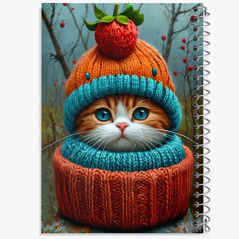 دفتر ژورنال نویسی 50 برگ خندالو مدل نقطه ای طرح گربه سرمایی کد F12814